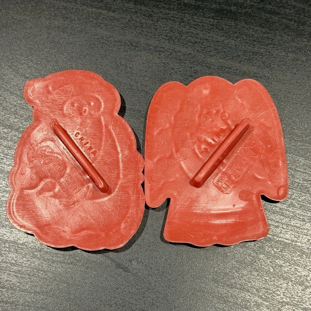 5pc Cookie Cutters Vtg CHRISTMAS Holiday Red Plastic Santa Angel Tree Star Bell‎